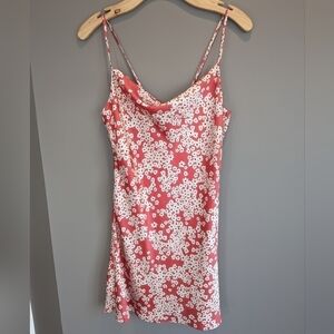 Socialite Red and White Floral Daisies Sateen Mini Dress Size XS